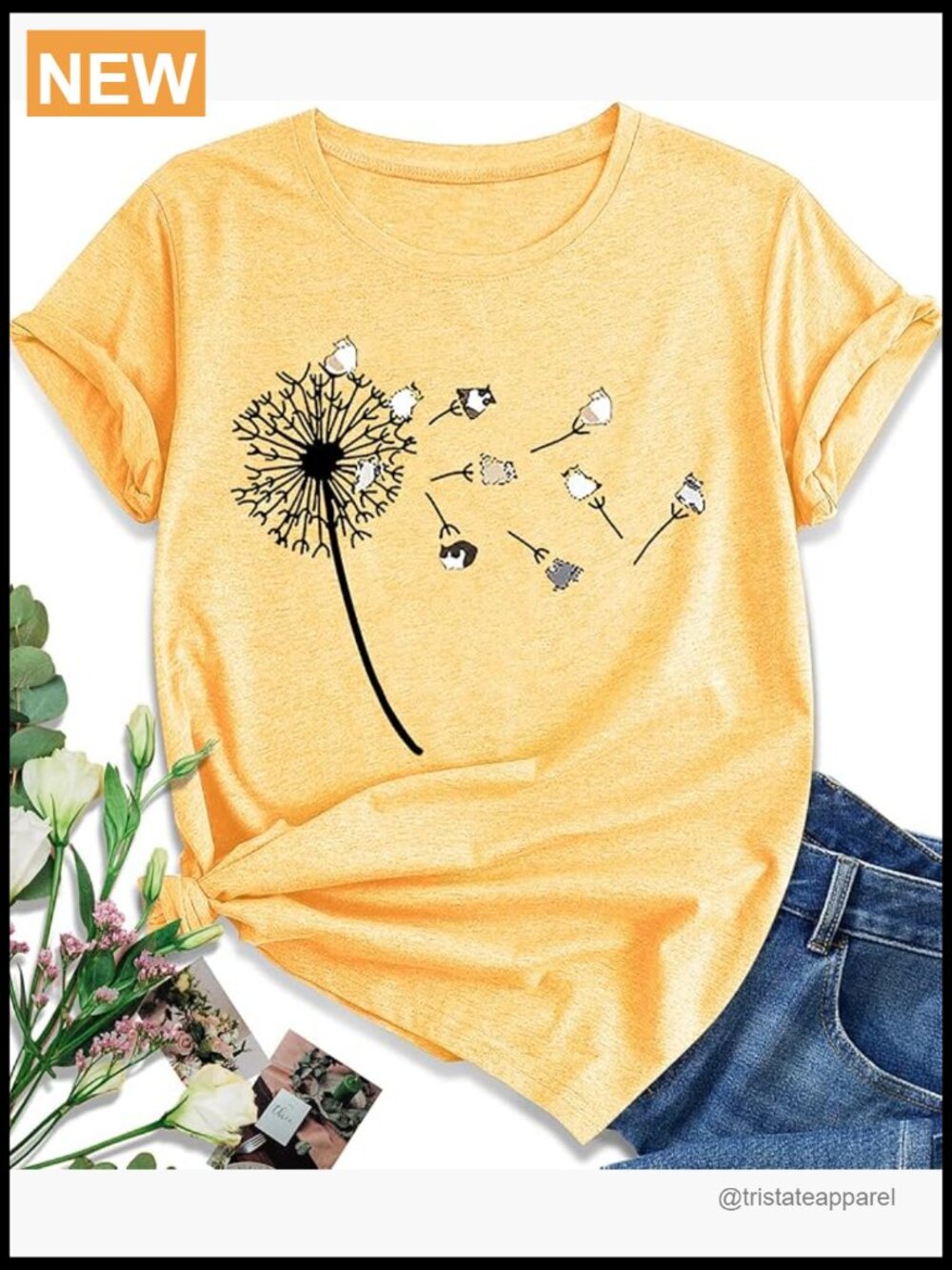 Dandelion Graphic Floral T-Shirt Women Summer Boho Tee